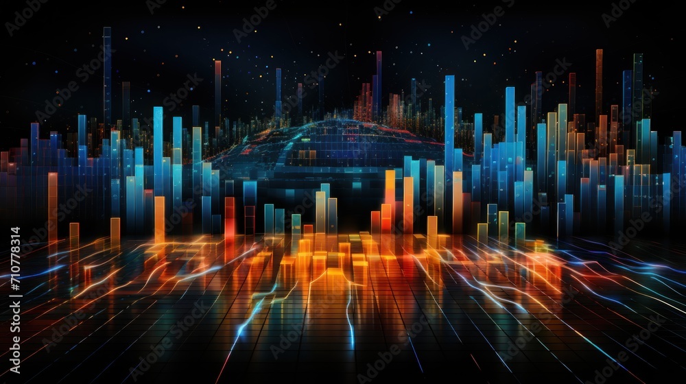Representation of data analytics,charts, graphs and data driven insights emerging from a sea of information Representation of data analytics,charts, graphs and data driven insights emerging from a sea of information