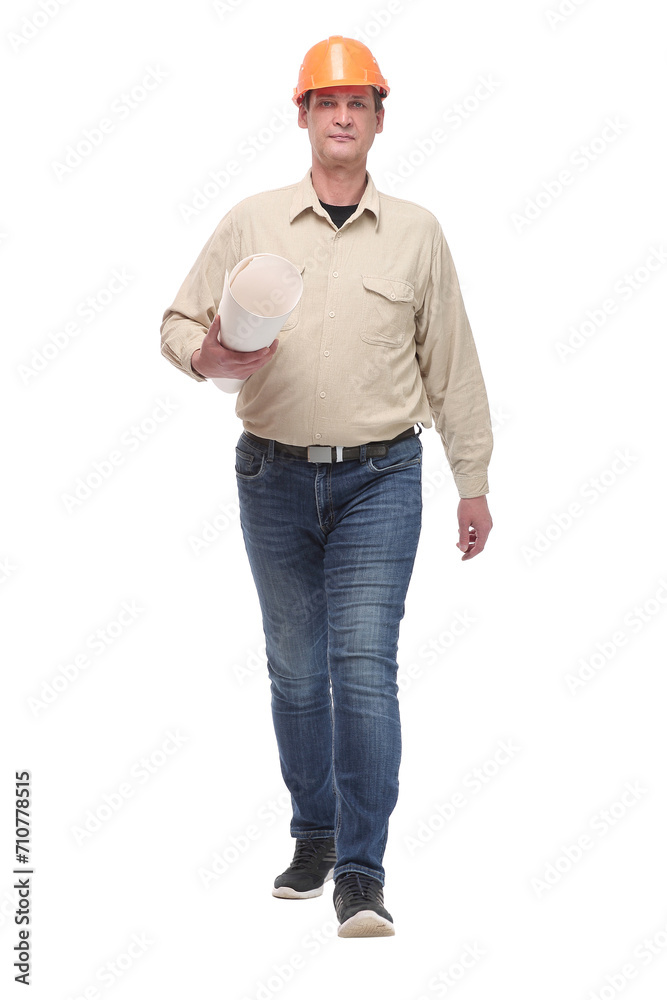 Portrait of civil engineer in a hardhat holding empty document Portrait of civil engineer in a hardhat holding empty document