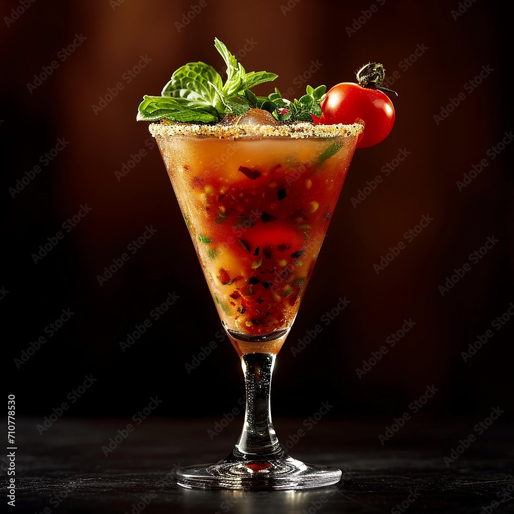 Bloody Mary cocktail on a black background. Unusual background, natural paints, and colors. Bar. Bloody Mary cocktail on a black background. Unusual background, natural paints, and colors. Bar.