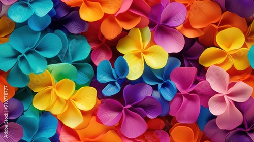  a bunch of colorful flowers that are in the shape of a rainbow colored flower  with the colors of the rainbow in the background.