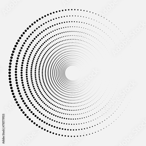 Circle halftone Abstract dotted circles, round halftones geometric dots gradient and pop art texture. Dot spray gradation vector set. Illustration halftone.