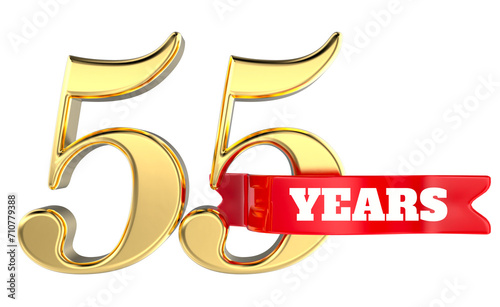 55 Anniversary Gold With Red 3D