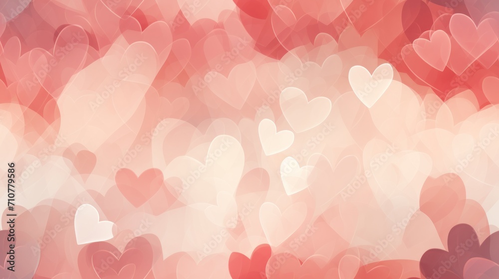  a bunch of red and white hearts on a pink and red background with a blurry effect to the left of the image.