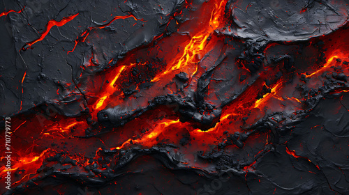 Close up texture of lava flow - red and black background