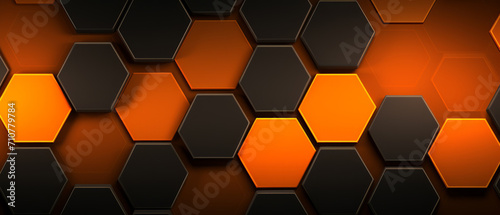 Hexagonal Pattern with Glowing Orange Accents.