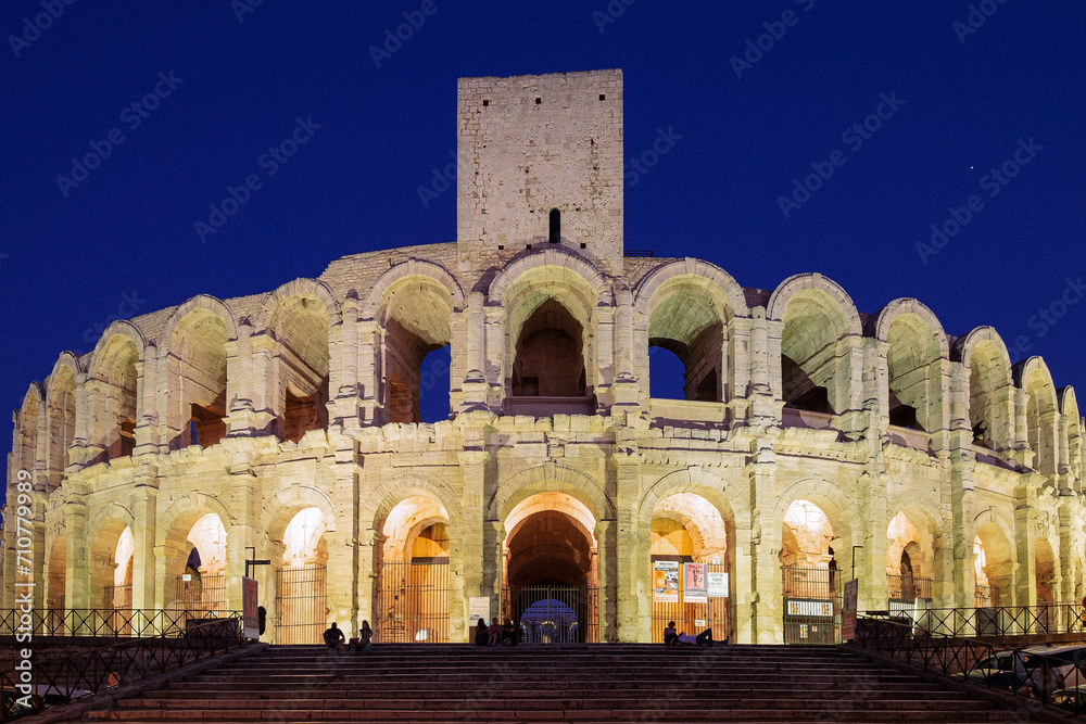 Arles amphitheatre at night