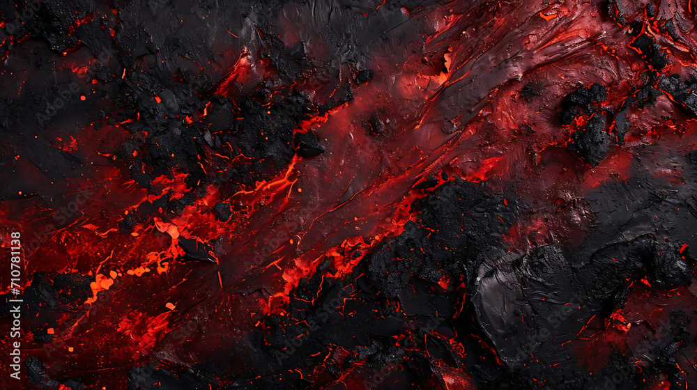 Close up texture of lava flow  - red and black background - obrazy, fototapety, plakaty 