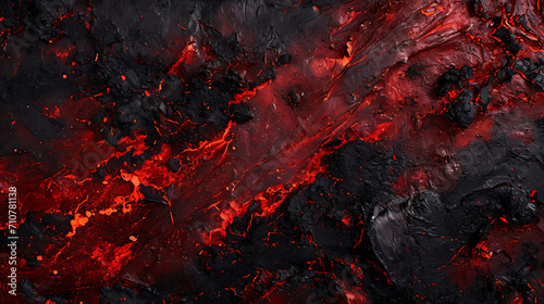 Close up texture of lava flow  - red and black background