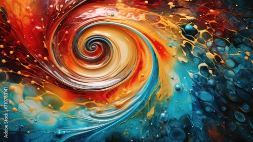 vibrant vortex of warm and cool tones abstract swirl of fiery oranges and cool blues with artistic fluid dynamics