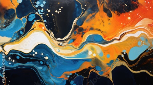 psychedelic dreamscape of fluid colors abstract art with vivid oranges and deep blues for dynamic backgrounds