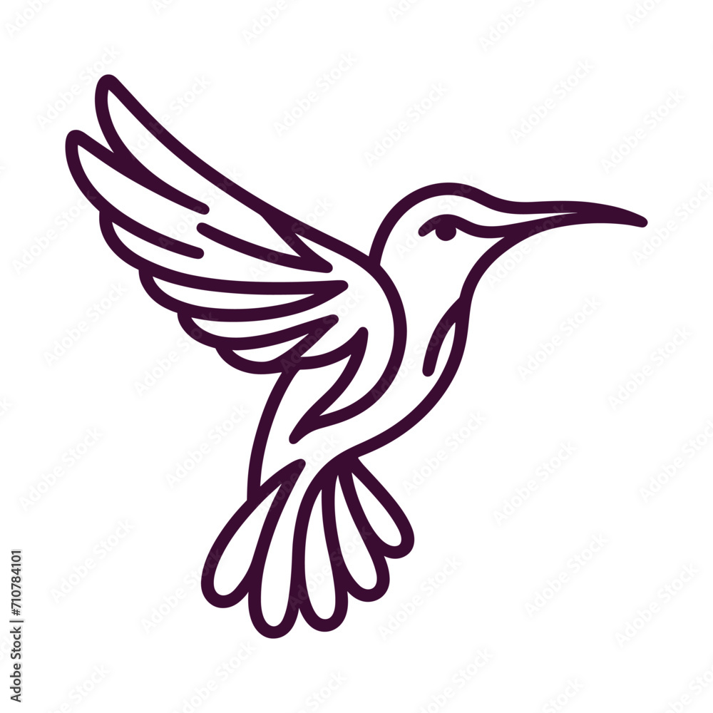 Obraz premium Hummingbird Logo illustration, Silhouette vector of humming bird line logo icon design on isolated background