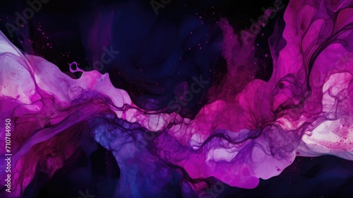 ethereal pink and purple smoke clouds abstract soft plumes floating in a dark mystical background for artistic imagery