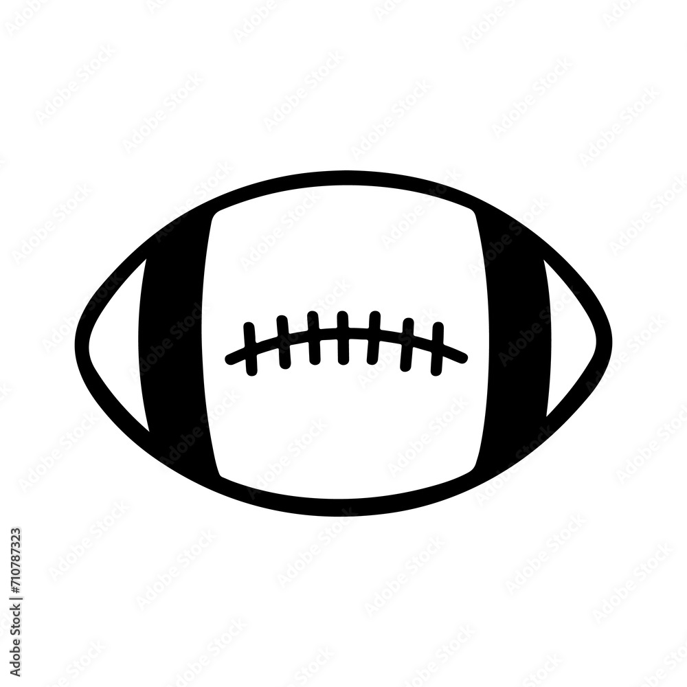 Football clip art design on plain white transparent isolated background for card, shirt, hoodie, sweatshirt, apparel, card, tag, mug, icon, poster or badge