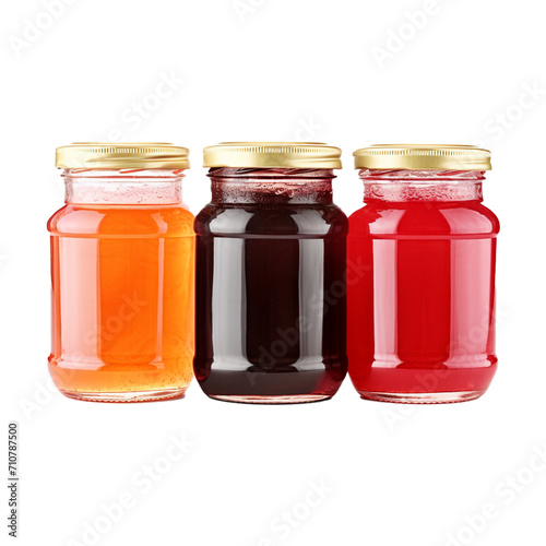 Jars of jam on transparent background