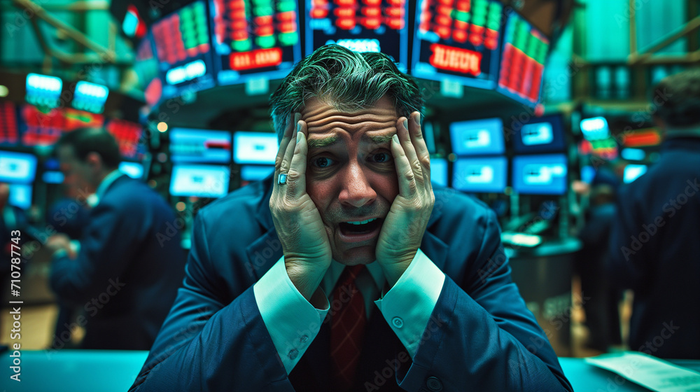 Red charts and plummeting prices on the stock exchanges - Generative AI Red charts and plummeting prices on the stock exchanges - Generative AI