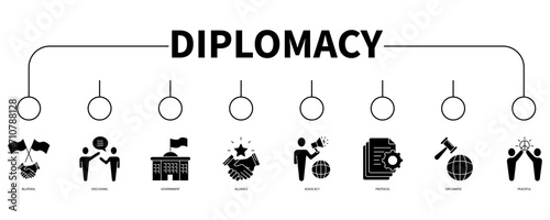 Diplomacy banner web icon vector illustration concept