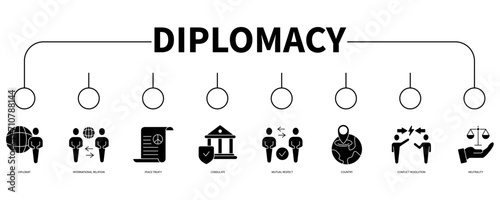 Diplomacy banner web icon vector illustration concept