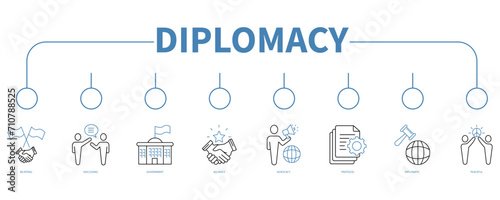 Diplomacy banner web icon vector illustration concept