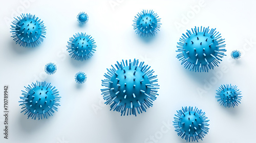 .3D illustration blue Viruses isolated on a white background. Viruses medical background photo