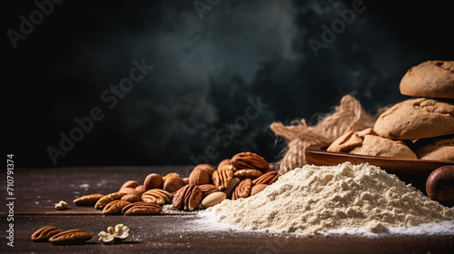 Food and baking gluten free ingredient. Cereals and flours coarse, corn flour, buckwheat flour, chickpeas flour photo