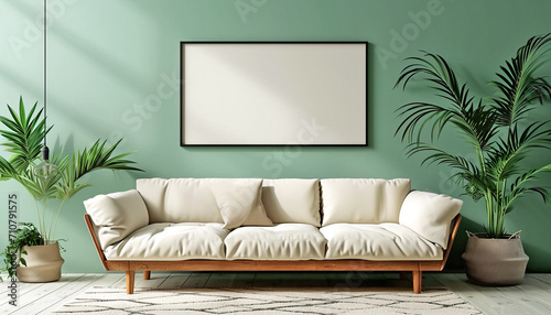 modern interior design with pastel green wall,AI generated