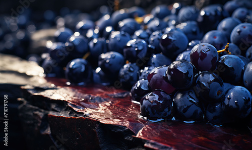 A bunch of grapes close-up on a stone background. photo