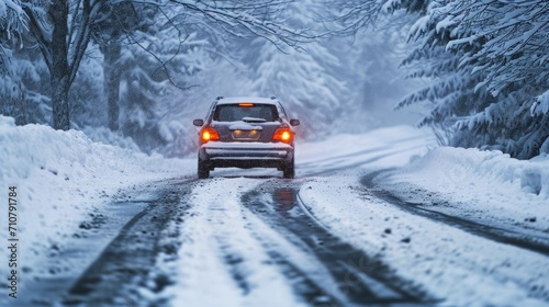 Snow and ice increase drifting while driving in winter. © Zahid