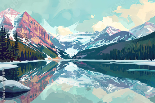 Banff Serenity - Ultradetailed Illustration of Canadian Wilderness