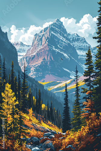 Banff Serenity - Ultradetailed Illustration of Canadian Wilderness