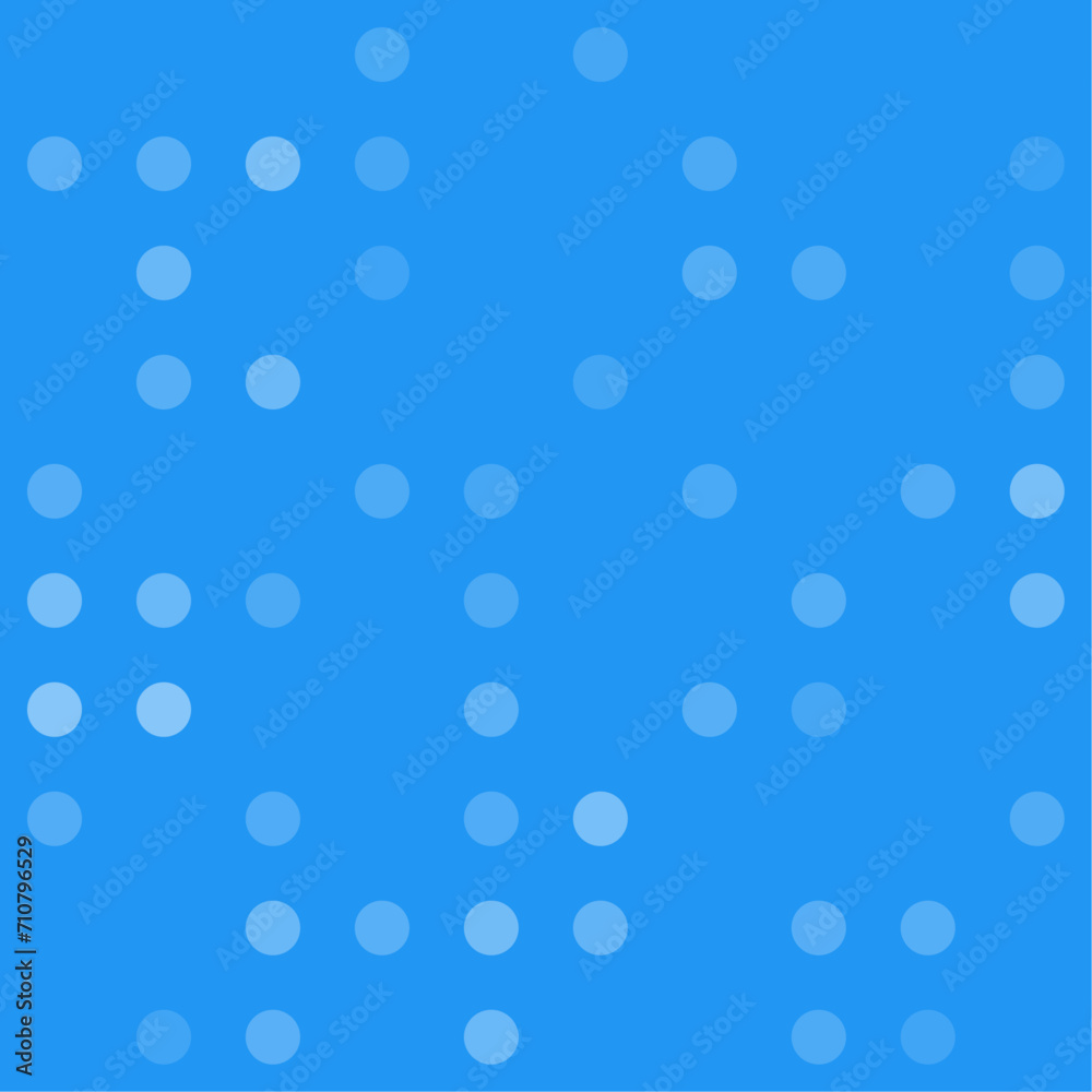 Abstract seamless geometric pattern. Mosaic background of white circles. Evenly spaced big shapes of different color. Vector illustration on blue background