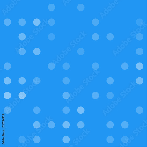 Abstract seamless geometric pattern. Mosaic background of white circles. Evenly spaced big shapes of different color. Vector illustration on blue background