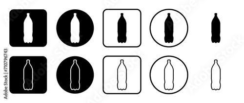 Icon set of plastic bottle symbol. Filled  outline  black and white icons set  flat style.  Vector illustration on white background