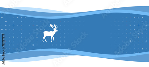 Blue wavy banner with a white deer symbol on the left. On the background there are small white shapes, some are highlighted in red. There is an empty space for text on the right side © Alexey