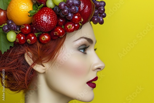 Fruit and woman fashion photoshoot Dreamy surreal compositions