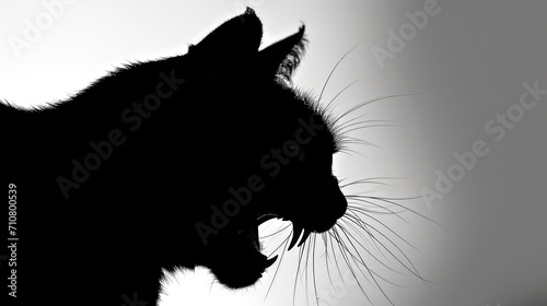 Nocturnal Fury: The Menacing Silhouette of a Stealthy Cat. Generative AI photo