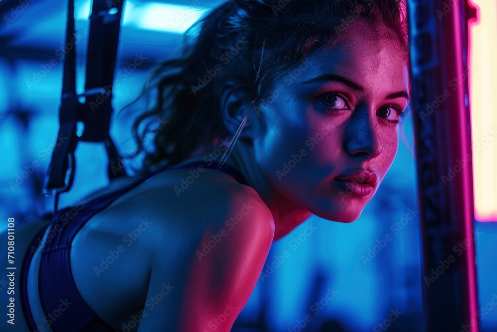 a person immersed in a workout. intensity of each exercise. infusing the visuals with a sense of vitality. Incorporate close-ups to convey the raw emotions and dedication of the individual. a person immersed in a workout. intensity of each exercise. infusing the visuals with a sense of vitality. Incorporate close-ups to convey the raw emotions and dedication of the individual.