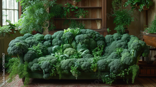 couch made of broccoli