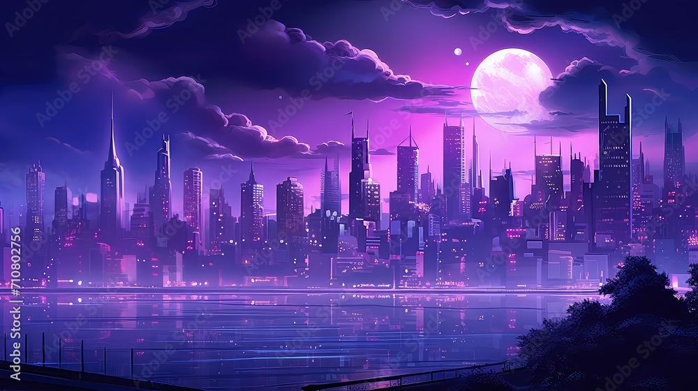 moon night purple background illustration stars twilight, dusk shadows, mysterious enchanting moon night purple background