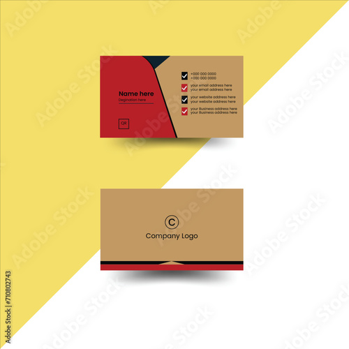 Red ,Golden color gematric Corporate Business card layout template photo