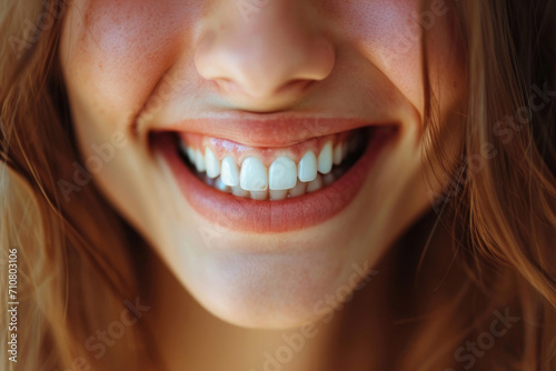 The radiant smiles of a girl, showcasing a perfect grin with gleaming white teeth