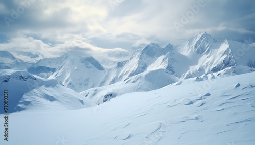 Snow covered mountains in winter © Graphi Fusion