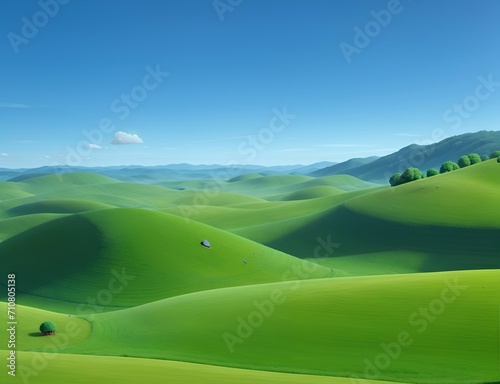 Green land landscape. AI generated illustration