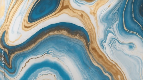 Brown and blue color with golden lines liquid fluid marbled texture background