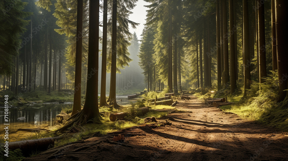 Obraz premium morning in the woods high definition photographic creative image