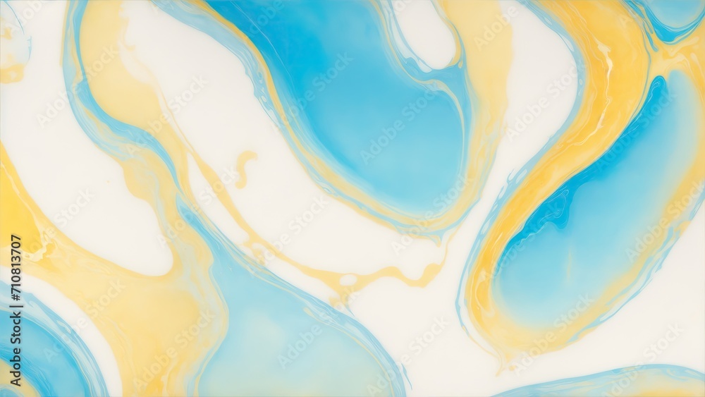 Yellow and blue color with golden lines liquid fluid marbled texture background Yellow and blue color with golden lines liquid fluid marbled texture background