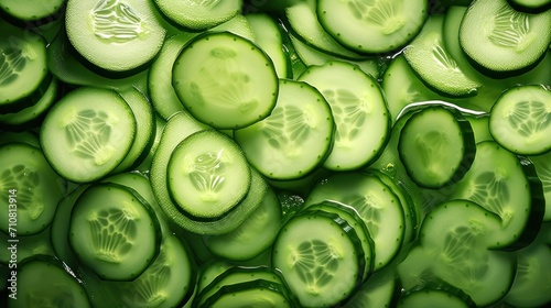  a pile of sliced cucumbers sitting on top of a pile of other cucumber slices on top of each other. photo