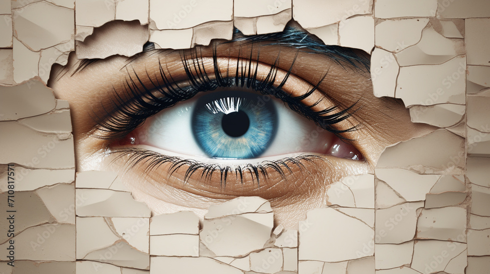 eye of a woman with broken glass
