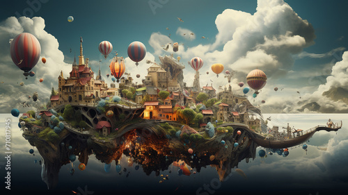 fantasy world map with a fantasy landscape, illustration. © Vahagn