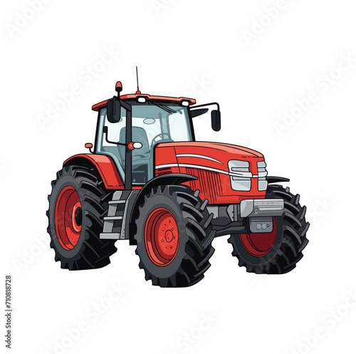 High detailed illustration of a farm tractor isolated on white background. 