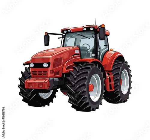 High detailed illustration of a farm tractor isolated on white background. 